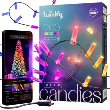 Twinkly - LED RGB Regulação Corrente de Natal CANDIES 200xLED 14 m USB Wi-Fi