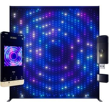 Twinkly - Painel luminoso exterior LIGHTWALL LED RGBW regulável 1120 LEDs 2,6 x 2,7 m IP44 Wi-Fi + dongle de música