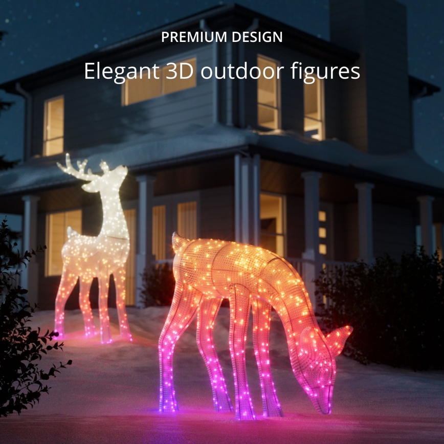 Twinkly - Renas de Natal LED RGBW reguláveis para exterior 160xLED IP44 Wi-Fi
