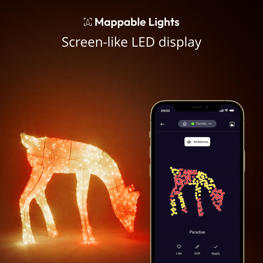 Twinkly - Renas de Natal LED RGBW reguláveis para exterior 160xLED IP44 Wi-Fi