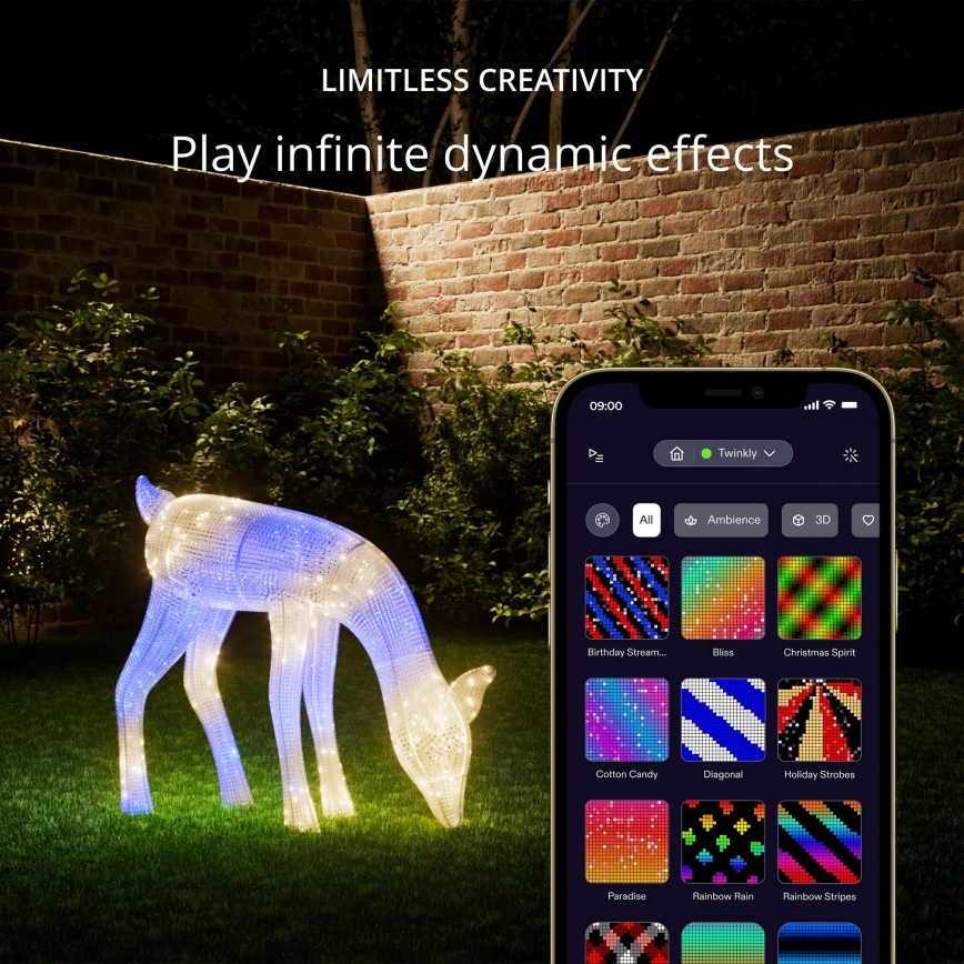 Twinkly - Renas de Natal LED RGBW reguláveis para exterior 160xLED IP44 Wi-Fi