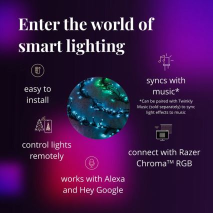 Twinkly - LED RGB Regulação exterior Corrente de Natal CLUSTER 400xLED 9,5m IP44 Wi-Fi