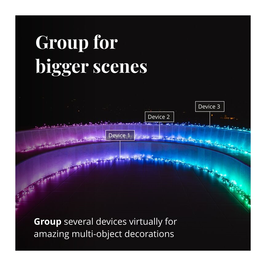 Twinkly - LED RGB Regulação exterior Corrente de Natal CLUSTER 400xLED 9,5m IP44 Wi-Fi