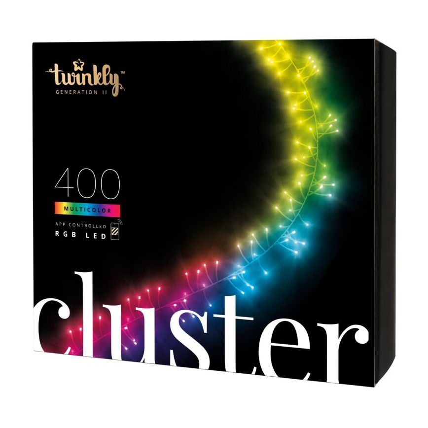 Twinkly - LED RGB Regulação exterior Corrente de Natal CLUSTER 400xLED 9,5m IP44 Wi-Fi