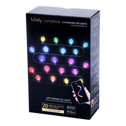 Twinkly - LED RGB Regulação exterior Corrente de Natal FACETED 80xLED 26,5 m IP44 Wi-Fi