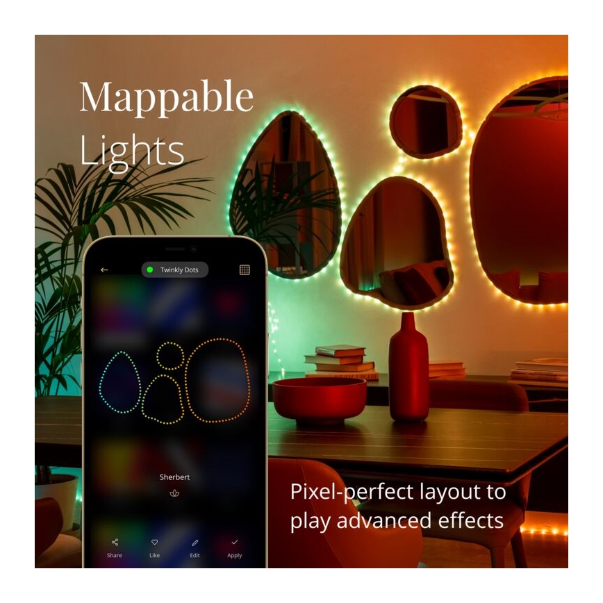 Twinkly - LED RGB Tira com regulação DOTS 60xLED 3 m Wi-Fi USB