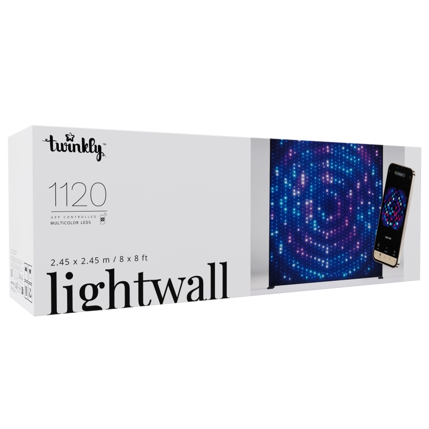 Twinkly - Painel luminoso exterior LIGHTWALL LED RGBW regulável 1120 LEDs 2,6 x 2,7 m IP44 Wi-Fi + dongle de música