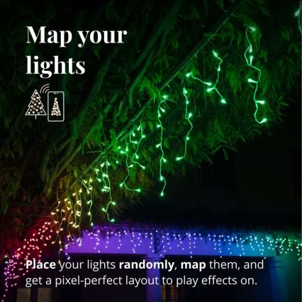 Twinkly - LED RGB Regulação exterior Cortina de Natal ICICLE 190xLED 11,5m IP44 Wi-Fi