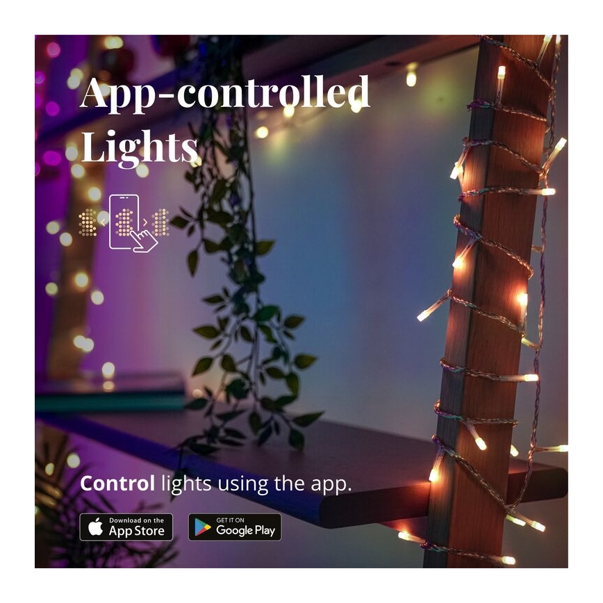 Twinkly - LED RGB Regulação exterior Cortina de Natal ICICLE 190xLED 11,5m IP44 Wi-Fi
