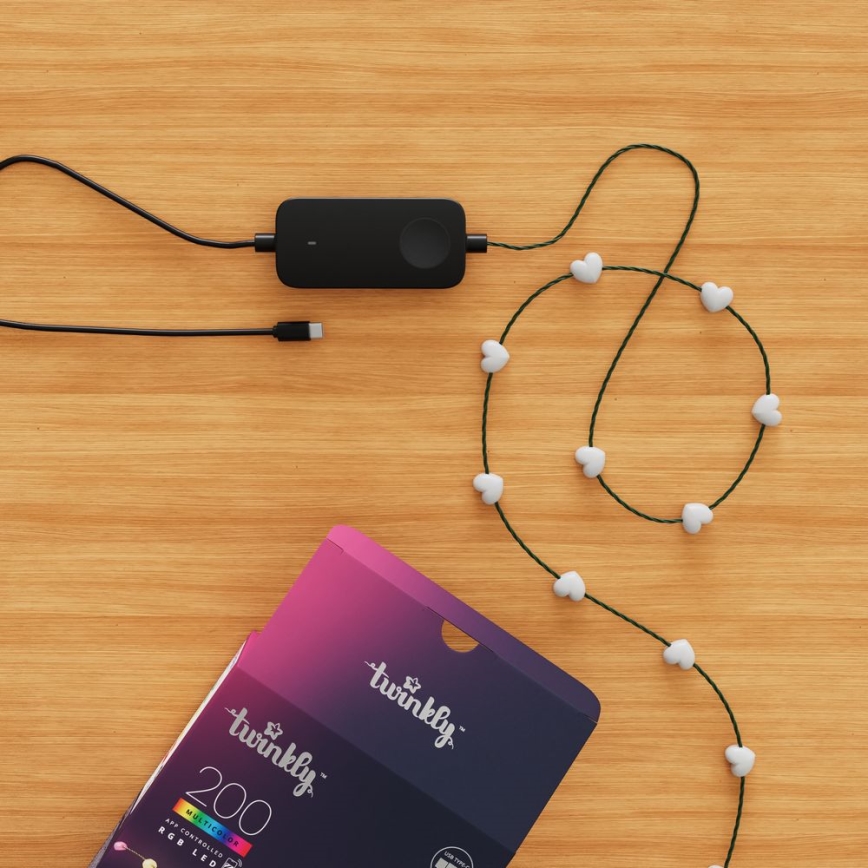 Twinkly - Cordão de luzes LED RGB regulável CANDIES, 200 LEDs, 14 m, USB, Wi-Fi