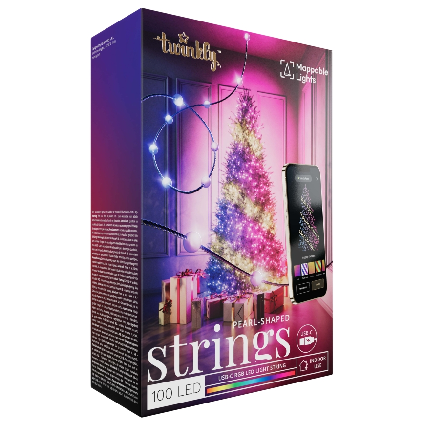 Twinkly - Corrente de Natal LED RGB regulável CANDIES 100xLED 8 m USB Wi-Fi