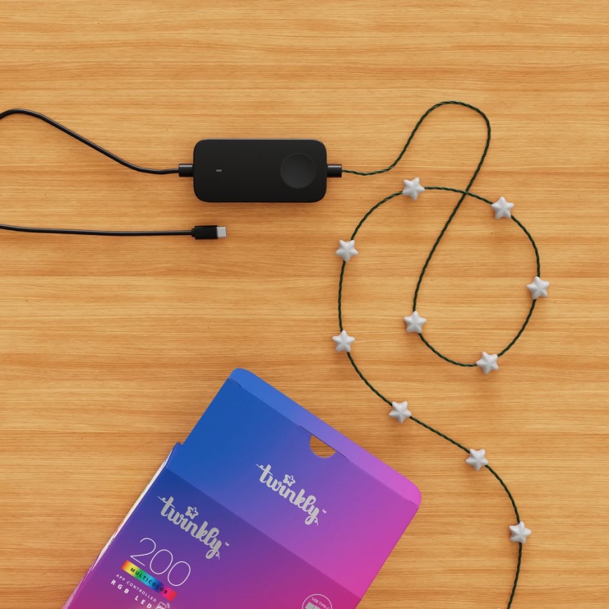 Twinkly - Cordão de luzes LED RGB regulável CANDIES 200 LEDs 14 m USB Wi-Fi