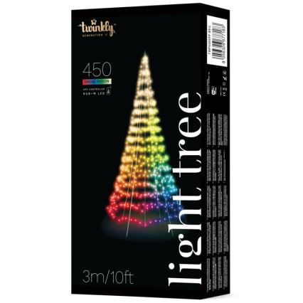 Twinkly - Árvore de Natal LED RGBW Regulável para Exterior LIGHT TREE 450xLED 3m IP44 Wi-Fi