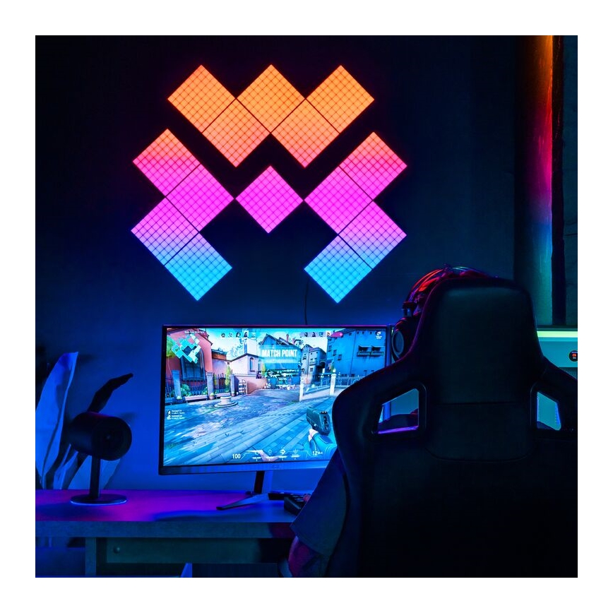 Twinkly - CONJUNTO 6xLED RGB Painel com regulação SQUARES 64xLED 16x16 cm Wi-Fi