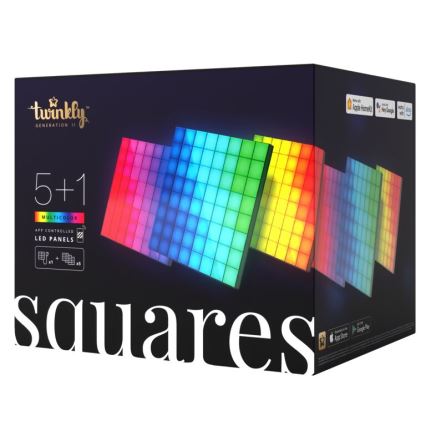Twinkly - CONJUNTO 6xLED RGB Painel com regulação SQUARES 64xLED 16x16 cm Wi-Fi