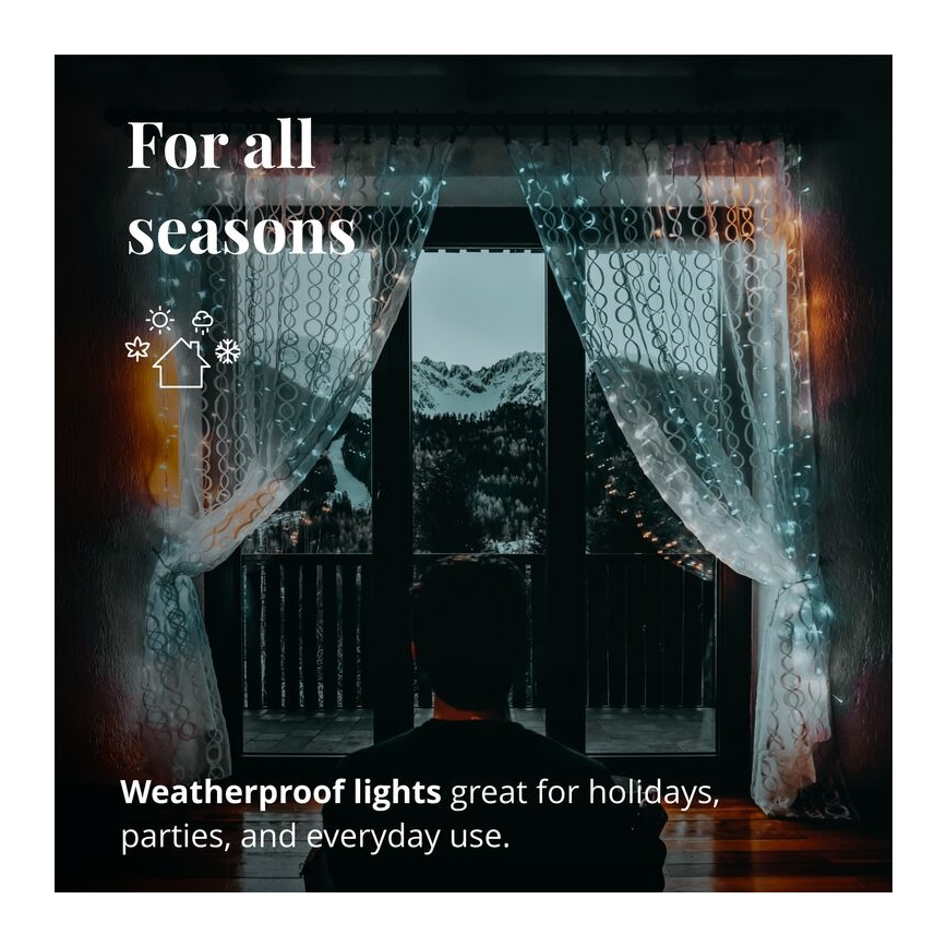 Twinkly - Cortina de Natal LED RGBW regulável para exterior CURTAIN 210xLED 6,1m IP44 Wi-Fi