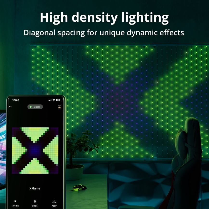 Twinkly - Cortina de Natal LED RGB regulável MATRIX 500xLED 0,5x2,4 m Wi-Fi
