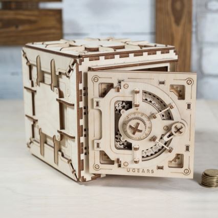 Ugears - 3D puzzle mecânico de madeira Cofre