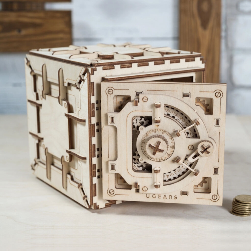 Ugears - 3D puzzle mecânico de madeira Cofre
