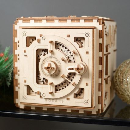 Ugears - 3D puzzle mecânico de madeira Cofre