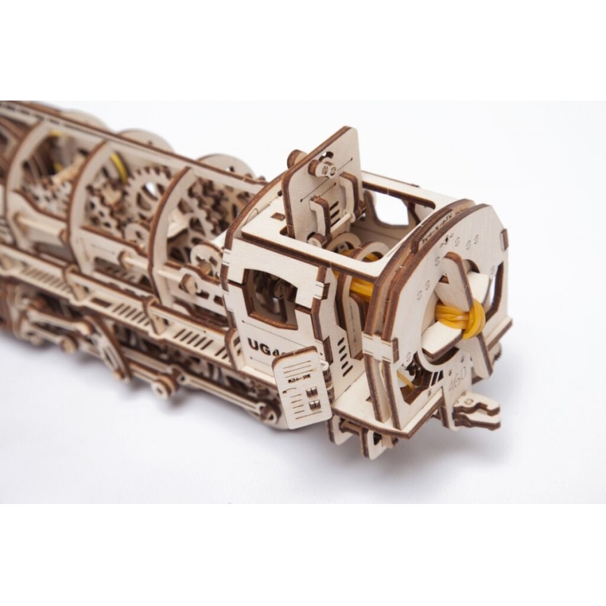 Ugears - 3D puzzle mecânico de madeira Locomotiva a vapor com vagão