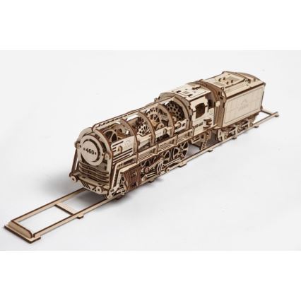 Ugears - 3D puzzle mecânico de madeira Locomotiva a vapor com vagão