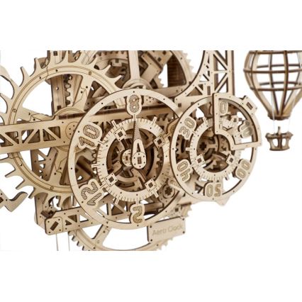 Ugears - 3D puzzle mecânico de madeira Relógio de parede Aero