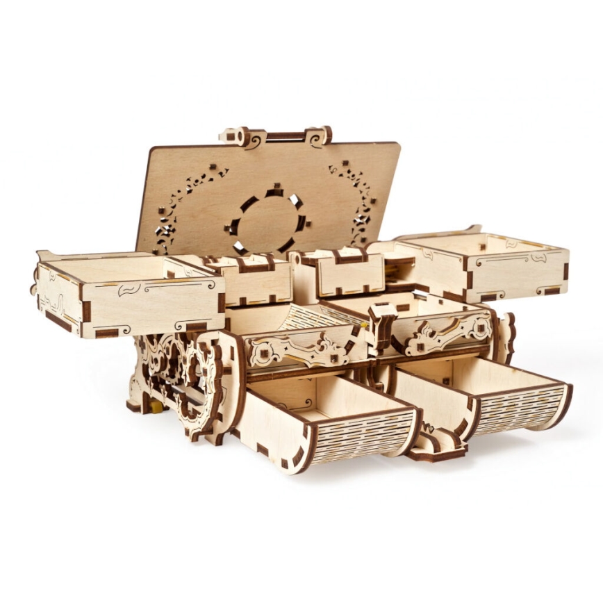 Ugears - Puzzle 3D mecânico de madeira Caixa para jóias vintage