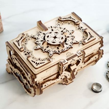 Ugears - Puzzle 3D mecânico de madeira Caixa para jóias vintage