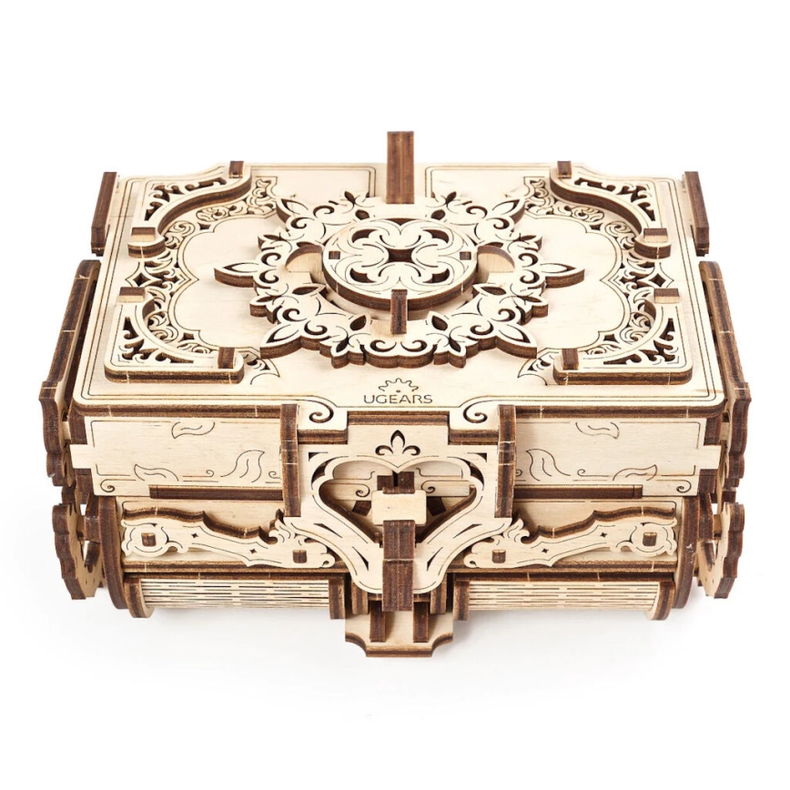 Ugears - Puzzle 3D mecânico de madeira Caixa para jóias vintage