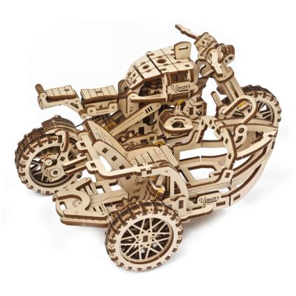 Ugears - Puzzle 3D mecânico de madeira Mota Scrambler com carrinho