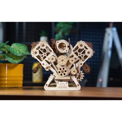 Ugears - Puzzle mecânico 3D em madeira Motor V8