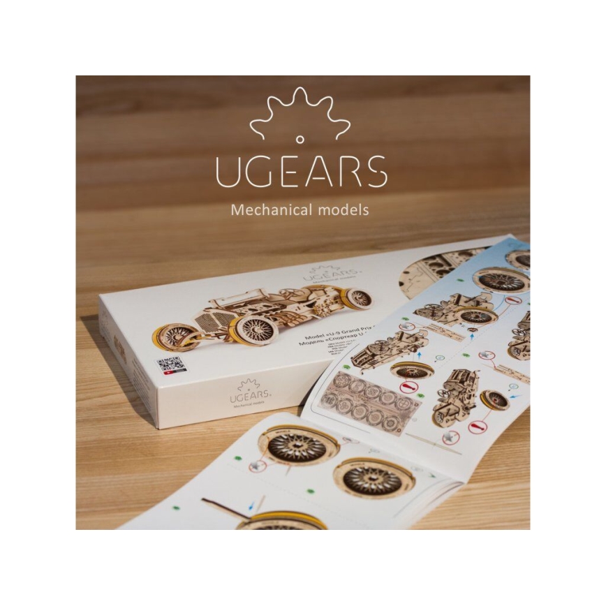 Ugears - Quebra-cabeça mecânico 3D de madeira U9 Carro Grand Prix