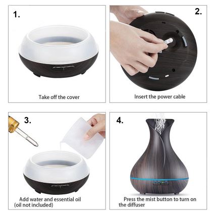 Umidificador e ionizador de ar LED RGB 400 ml