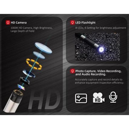 Uni-T - Boroscópio 3,7V 3000 mAh IP67 1m