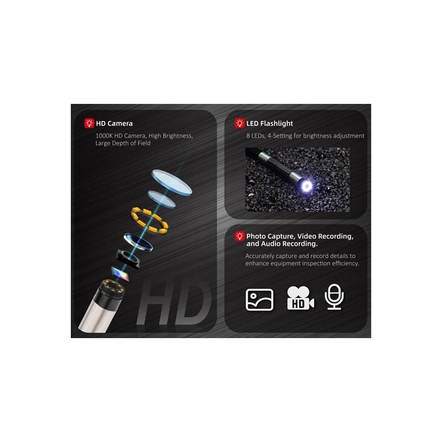 Uni-T UT663B - Boroscópio 3,7V 3000 mAh IP67 3m