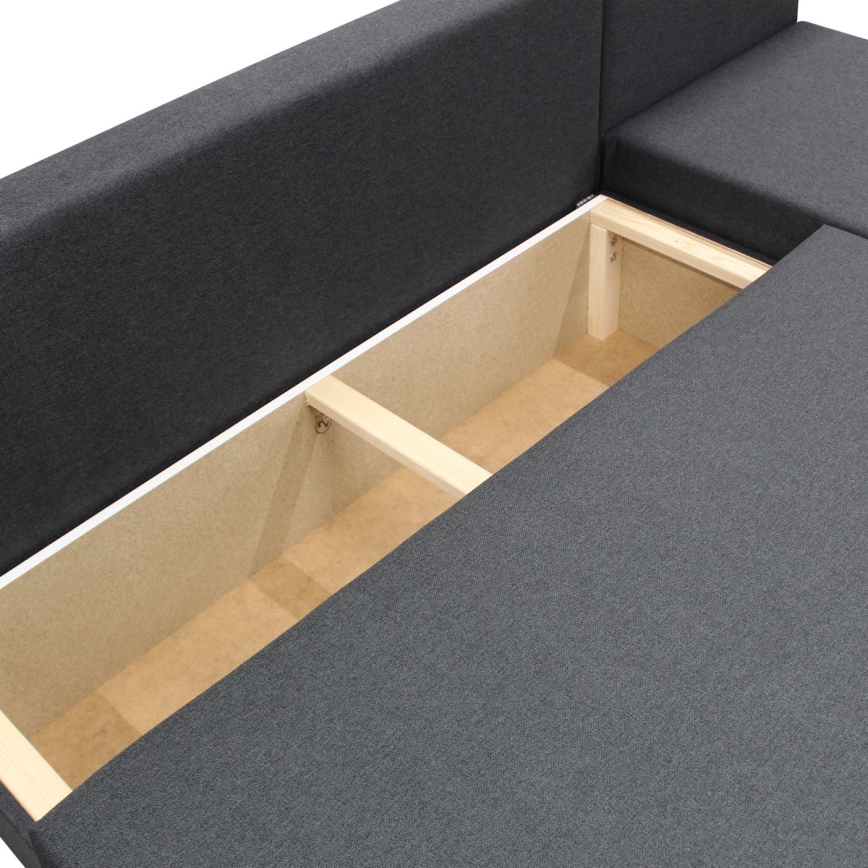 Sofá-cama de canto reversível com espaço de arrumação em L ALMEIDA antracite