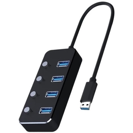 USB Divisor com interruptores 4xUSB-A 3.0 preto