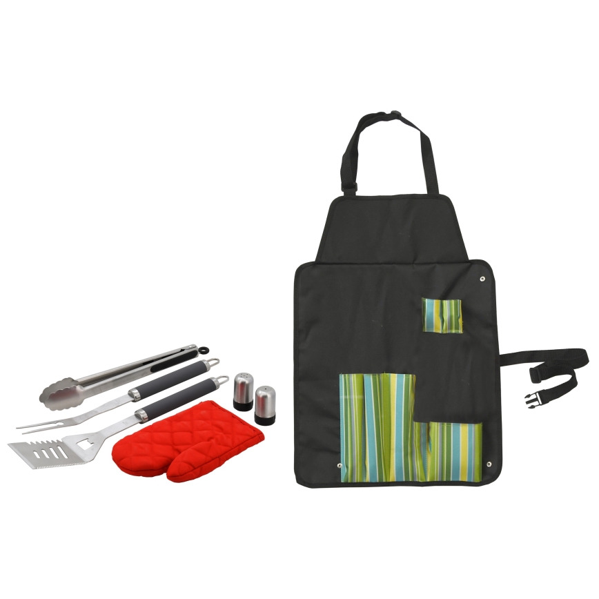 Utensílios de grelhar aço inoxidável 7 pcs + avental