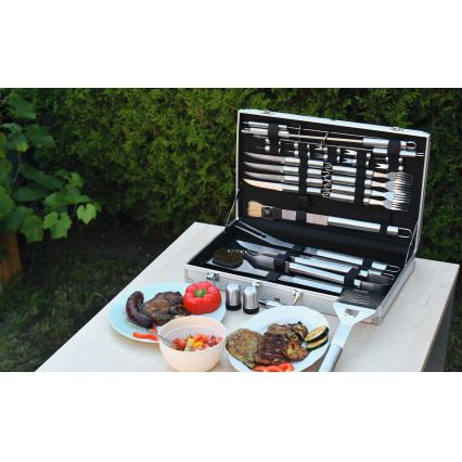 Utensílios de grelhar em aço inoxidável com caixa 30 pcs