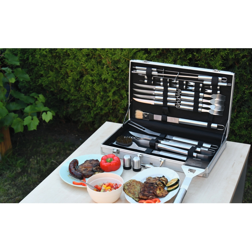 Utensílios de grelhar em aço inoxidável com caixa 30 pcs