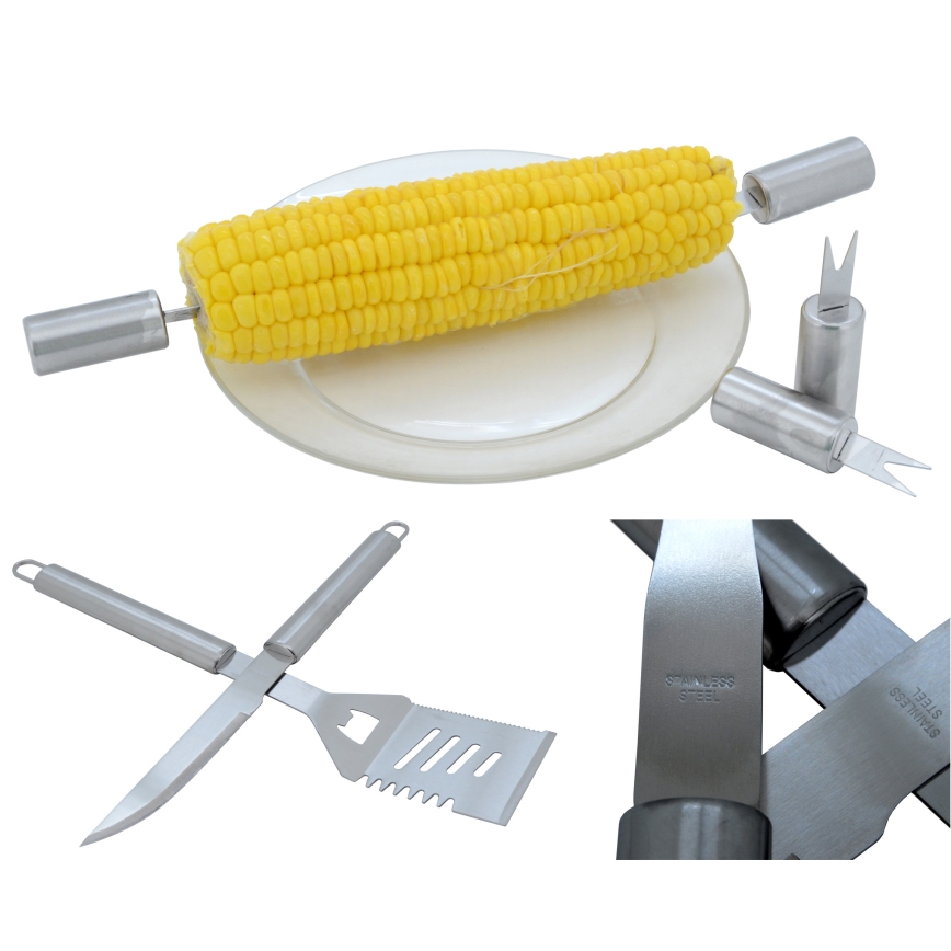 Utensílios de grelhar em aço inoxidável com caixa 30 pcs