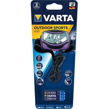 VARTA 18630 - LED Lanterna de cabeça 2xLED/1W/3xAAA