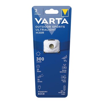 Varta 18631101401 - Lanterna frontal recarregável LED regulável OUTDOOR SPORTS LED/5V 600 mAh IPX4 branca
