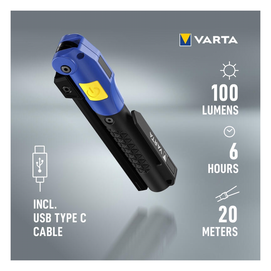 Varta 18649101401 - Lanterna recarregável LED WORK FLEX F20R LED/5V IP54