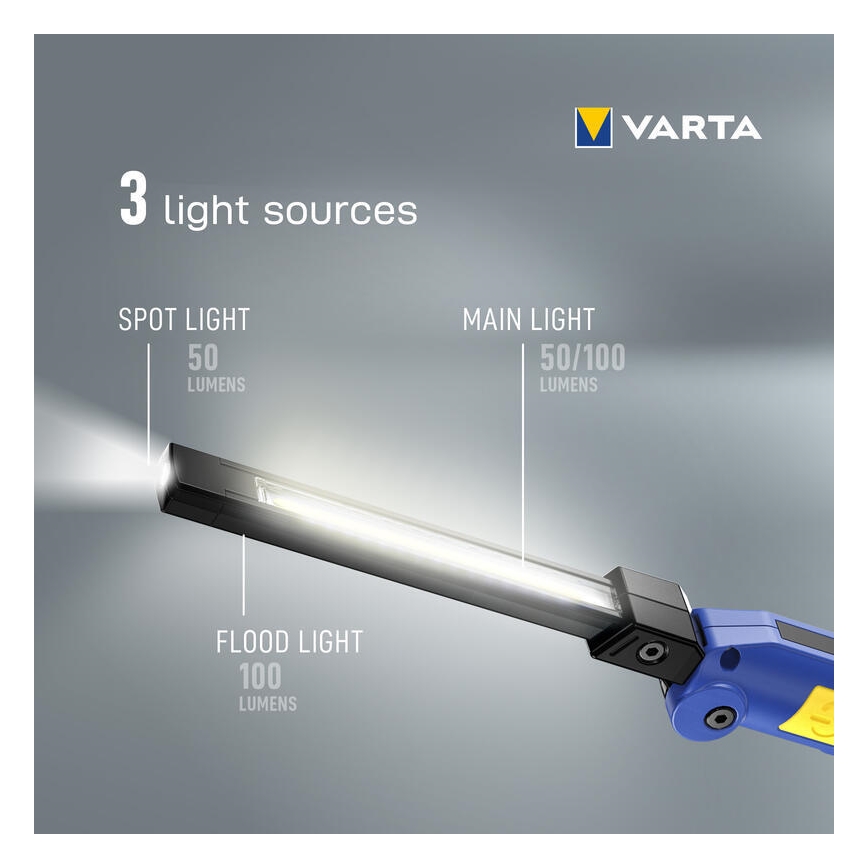 Varta 18649101401 - Lanterna recarregável LED WORK FLEX F20R LED/5V IP54