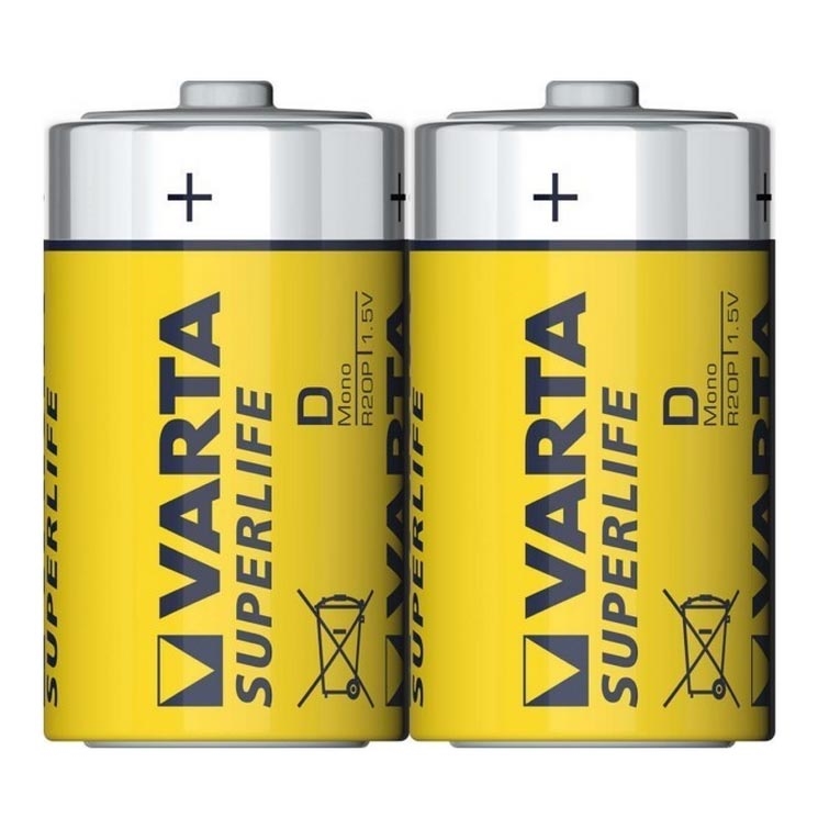 Varta 2020 - 2 pçs Bateria de zinco-carbono SUPERLIFE D 1,5V