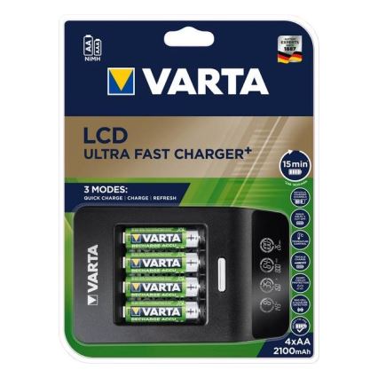 Varta 40084  - LCD Carregador Inteligente ULTRA RÁPIDO+  4xNiMH AA 2100 mAh 230V