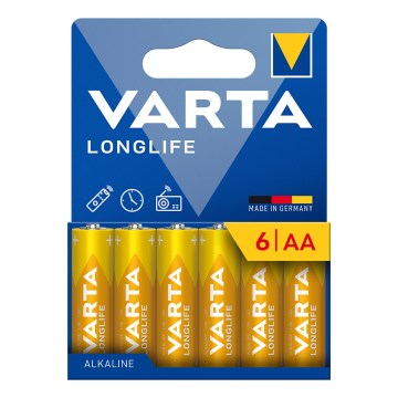 Varta 4106101736 - 6 unidades de pilhas alcalinas LONGLIFE AA 1,5V