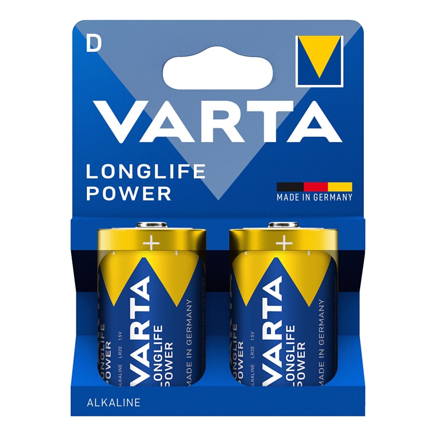 Varta 4920121422 - 2 unidades Pilhas alcalinas LONGLIFE POWER LR20/D 1,5V